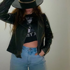 Black vintage leather jacket